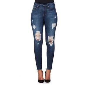 Good American Good Legs High Rise Distressed Destroyed Skinny Jeans 00 24